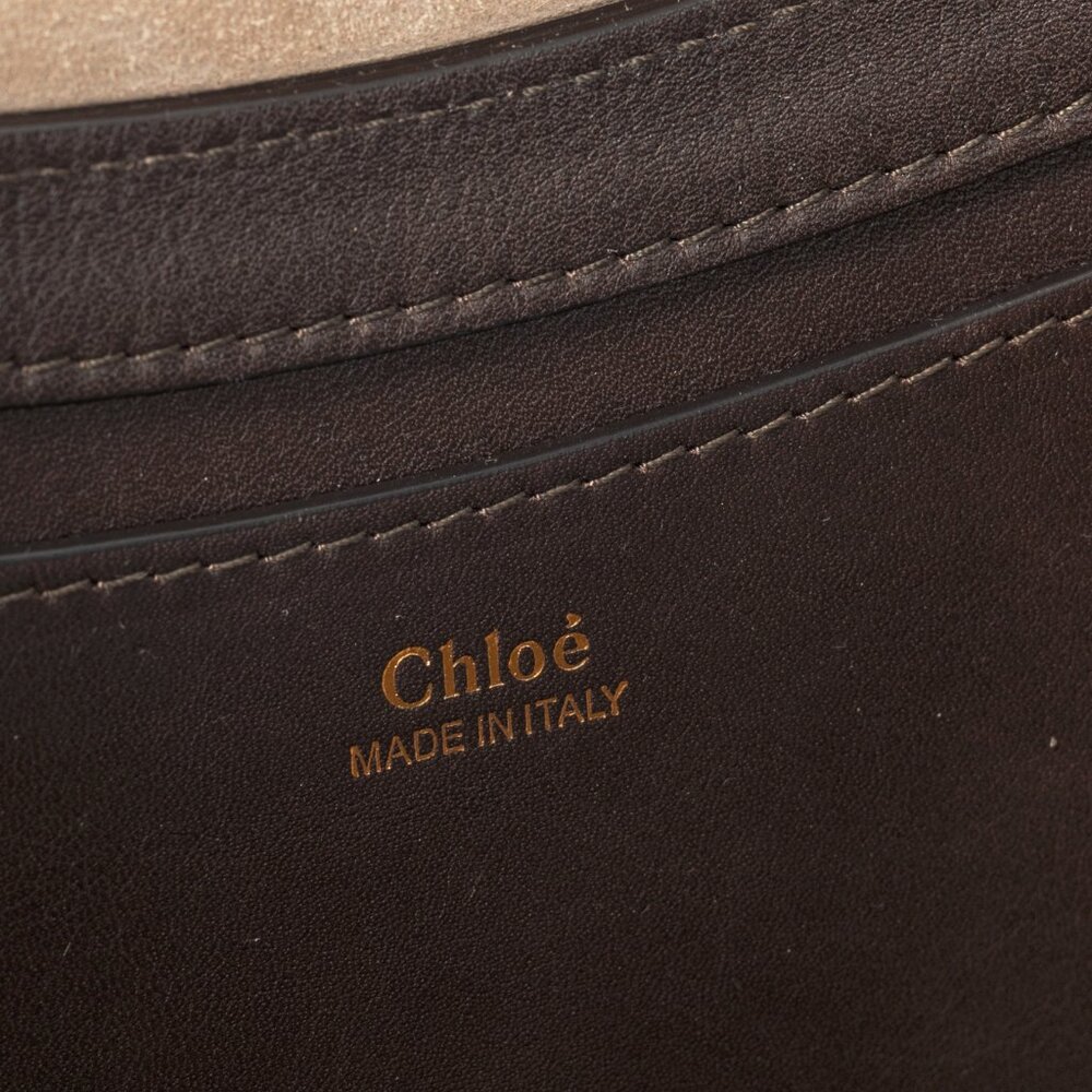 Chloe Kiss Off Brown Leather Green-Strap Shoulder Bag - Picture 12 of 12
